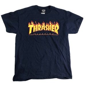 Thrasher Skateboarding Magazine Shirt Mens Size Medium Bavy Blue